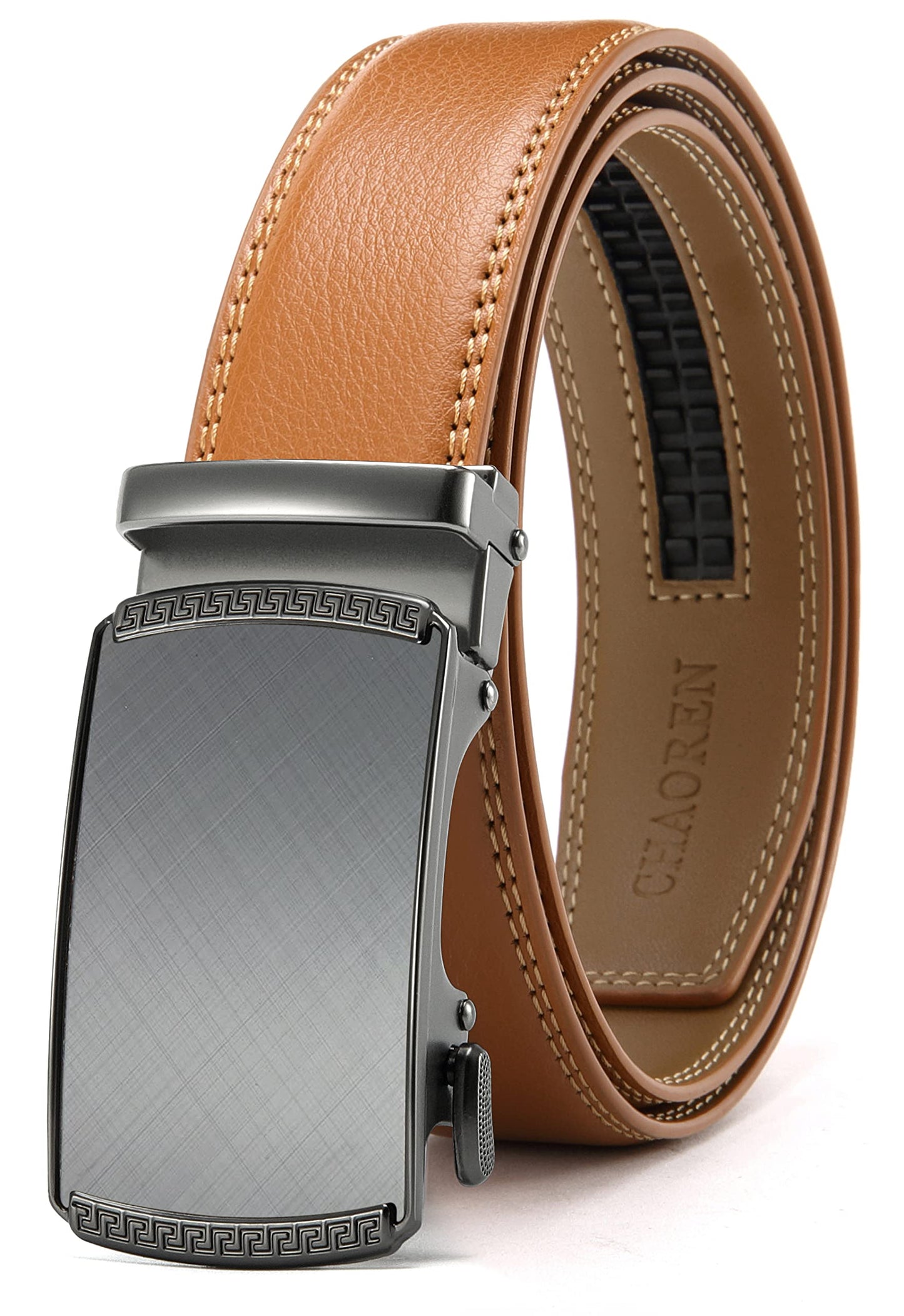 HOTCHAOREN Mens Belt Leather Ratchet Belt - Customizable Fit, Effortless Style (35mm)