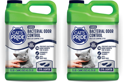 HOTCat's Pride Max Power: Total Odor Control - Up to 10 Days of Powerful Odor Control - Strong Clumping - Hypoallergenic - 99% Dust Free - Multi-Cat Litter, Unscented, 15 Pounds