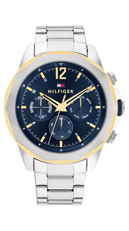 HOTTommy Hilfiger Men's Multifunction Quartz Watch, Stainless Steel Bracelet, Water Resistant 5 ATM, Urban Stylish Timepiece, Gift for Him, 46mm