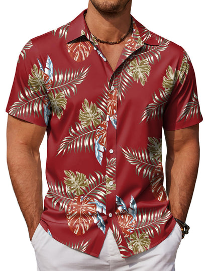 HOTCOOFANDY Mens Hawaiian Shirts Short Sleeve Button Down Aloha Shirt Casual Beach Clothes