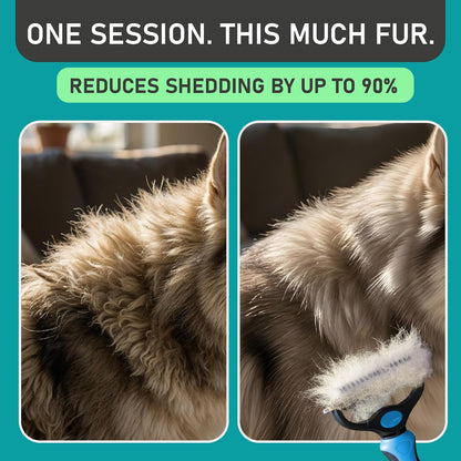HOTMaxpower Planet Original Pet Grooming Rake - Double-Sided Deshedding Dematting Tool, Undercoat Rake for Dogs & Cats, Extra-Wide Dog Grooming Brush & Deshedder Comb for Long Hair, Reduces Shedding 95%