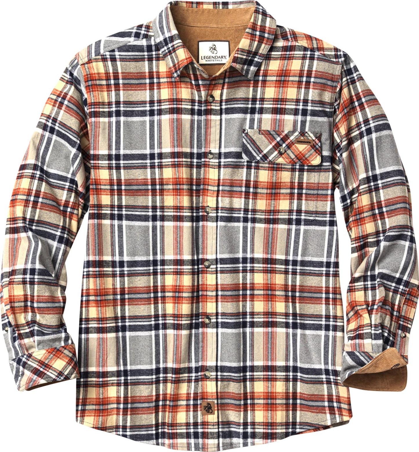 HOTLegendary Whitetails Mens Long Sleeve Button Down 100% Cotton Flannel Shirt