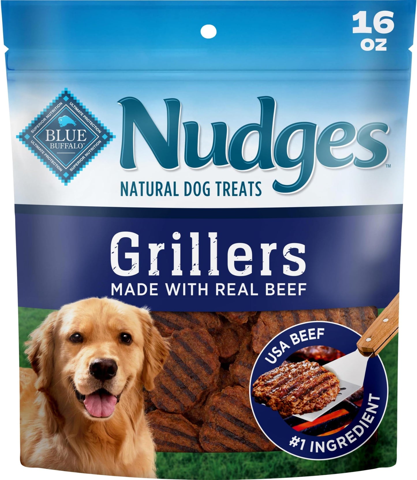 HOTBlue Buffalo Nudges Chicken Grillers Natural Dog Treats, Tender & Meaty Dog Snacks, Easy-To-Tear for Training, Made in the USA with Real Chicken, No Artificial Preservatives, 16 oz.
