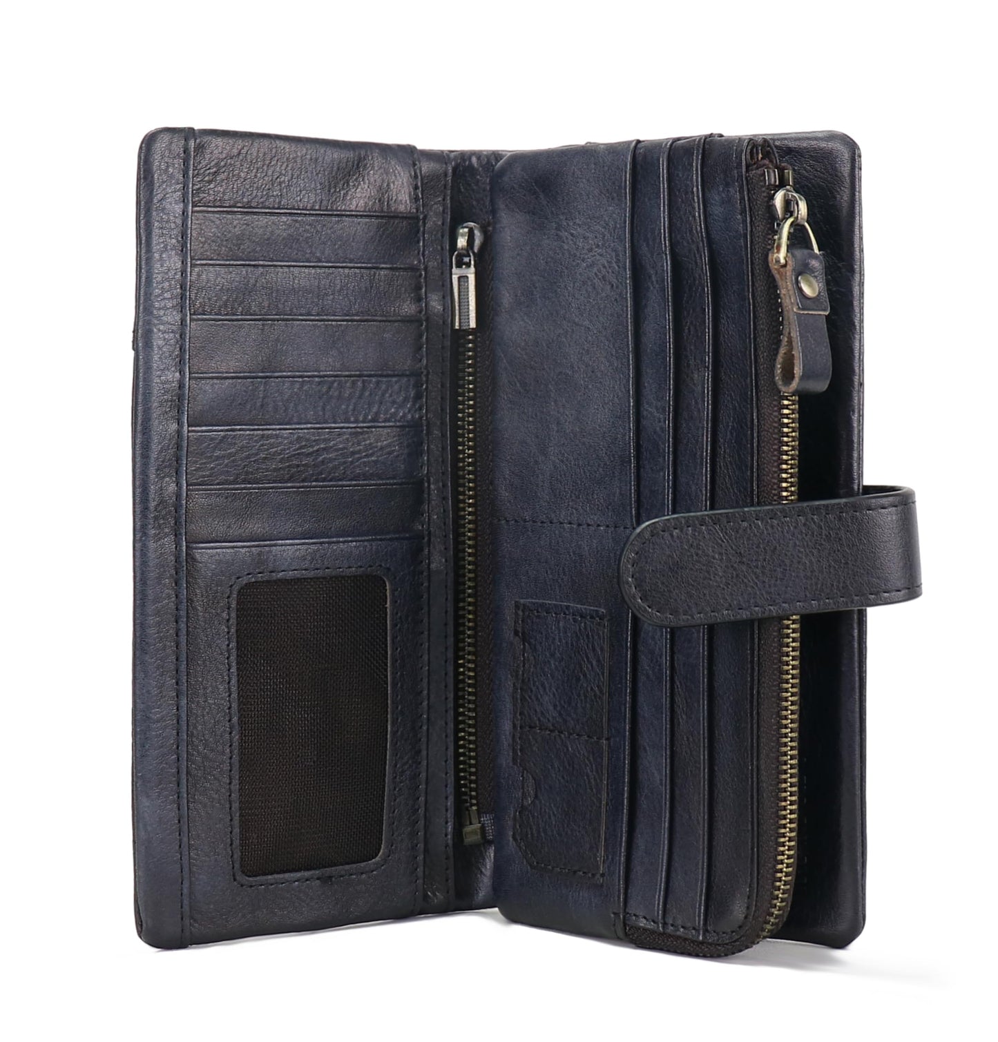 HOTWomen RFID Blocking Wallet Leather Vintage Large Capacity Credit Card Clutch Coffee