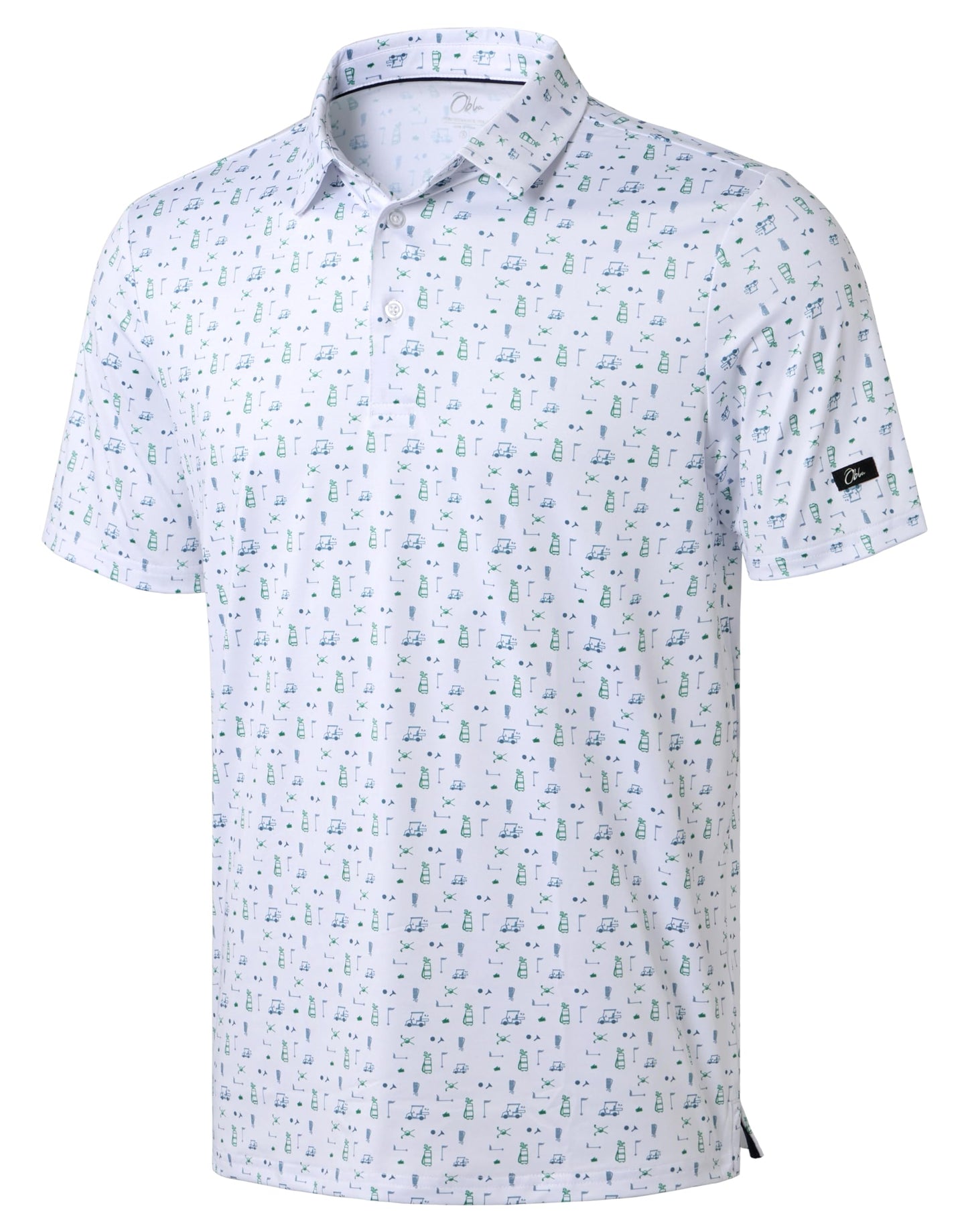 HOTObla Mens Golf Polo Shirts Short Sleeve Dry Fit Performance Moisture Wicking Casual Print Collared Golf Shirts for Men