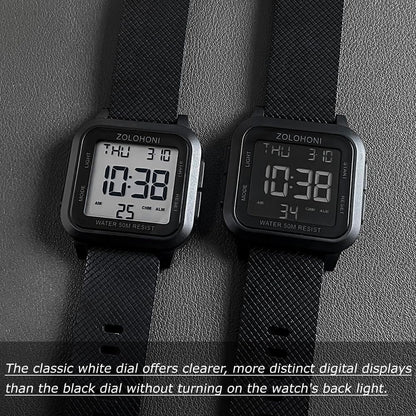 HOTMens Digital Watches for Men Waterproof Large Square Wrist Watch | Big face wristwatch for women, Simple work watches for men,Reloj para hombre,Chronograph,Alarm,Stopwatch,Dual Time,Date,Light