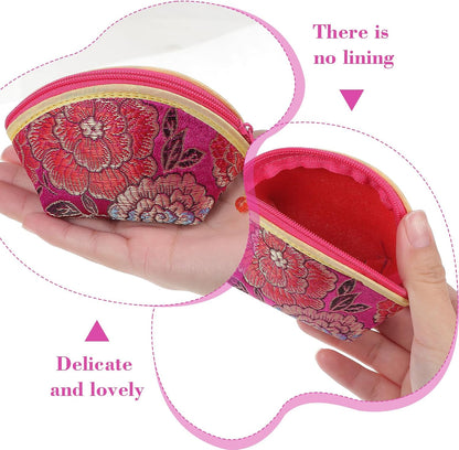 HOT24 Pcs Silk Coin Purse Zipper Purse Embroidery Sugar Jewelry Bag Lipstick Container Coin Wallet Gift Bag