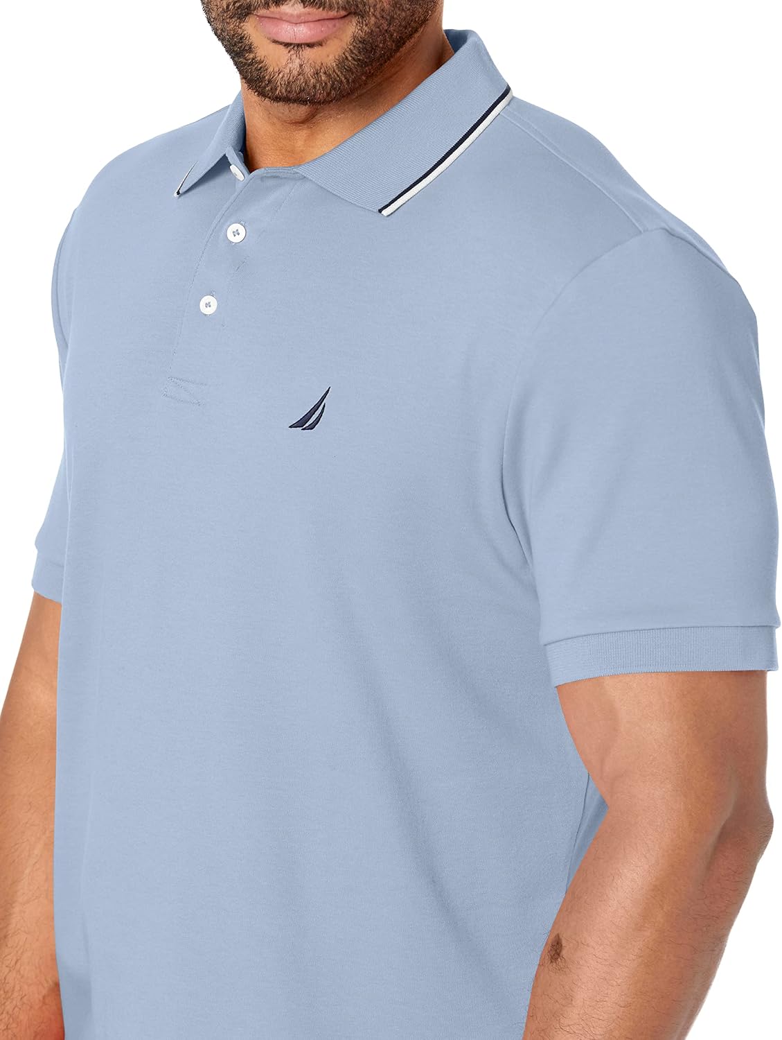 HOTNautica Men's Classic Fit Short Sleeve Dual Tipped Collar Polo Shirt