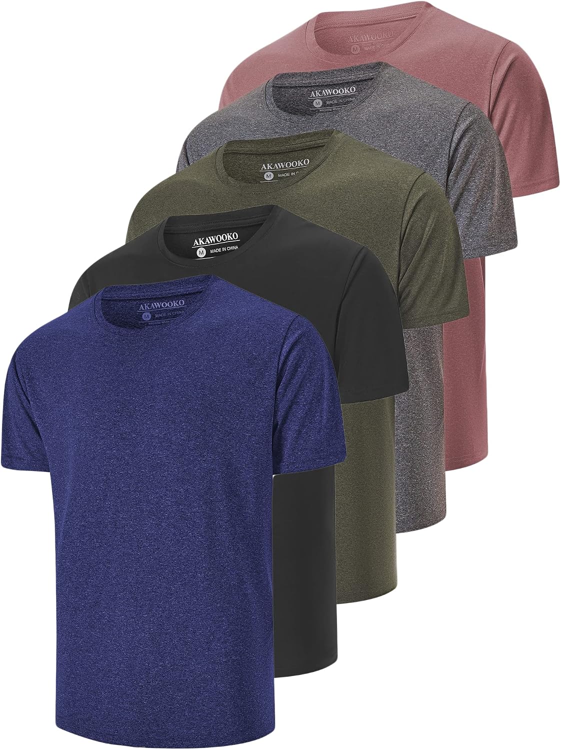 HOT5 Pack Men's Dry Fit T Shirts Athletic Running Gym Workout Short Sleeve Tee Shirts for Men