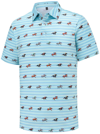HOTtracamiy Men's Golf Polo Shirts Short Sleeve Performance Moisture Wicking Quick Dry Golf Polo Shirts for Men