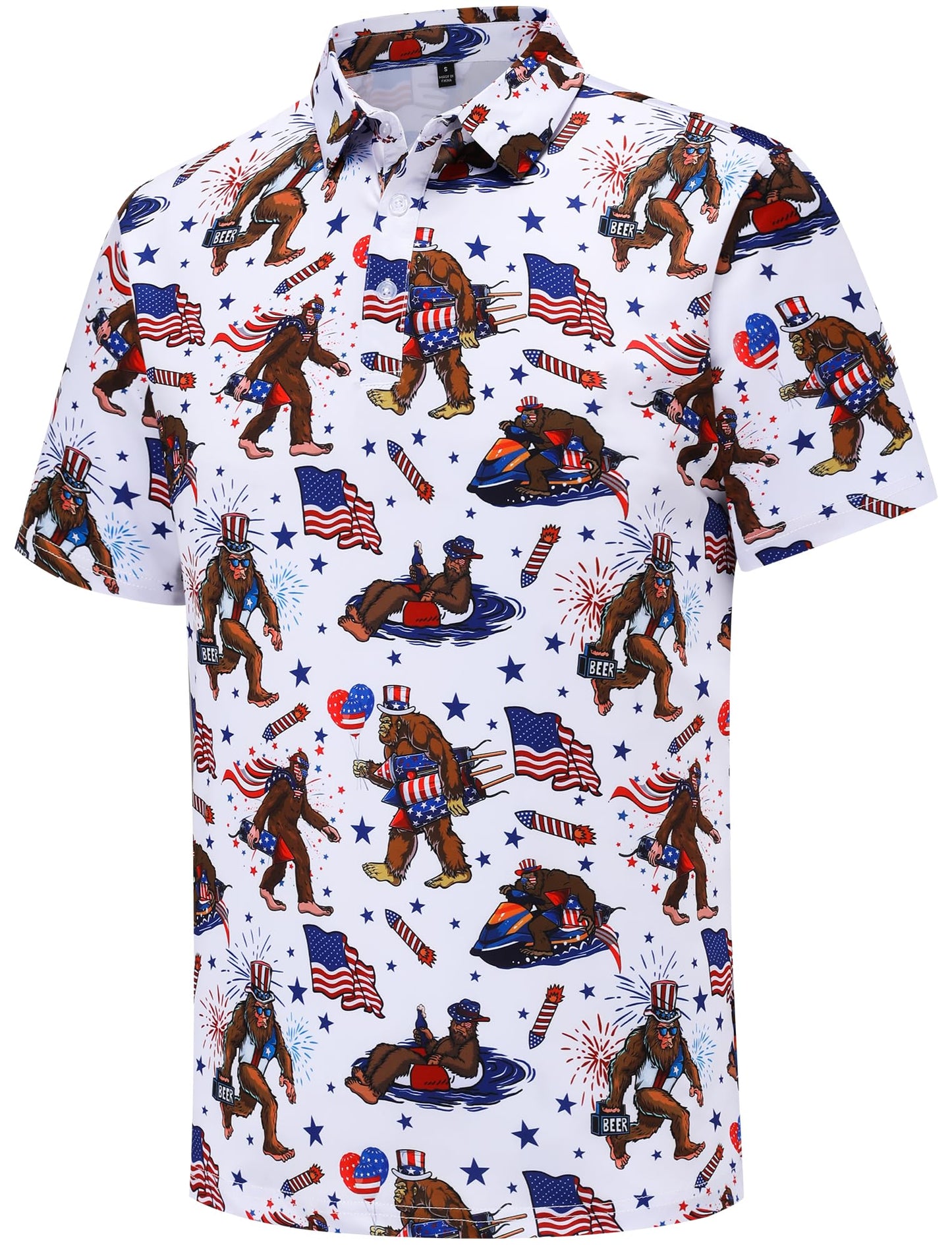 HOTMens Golf Polo Shirts Short Sleeve Performance Moisture Wicking Dry Fit Casual Print Funny Golf Polo Shirts for Men