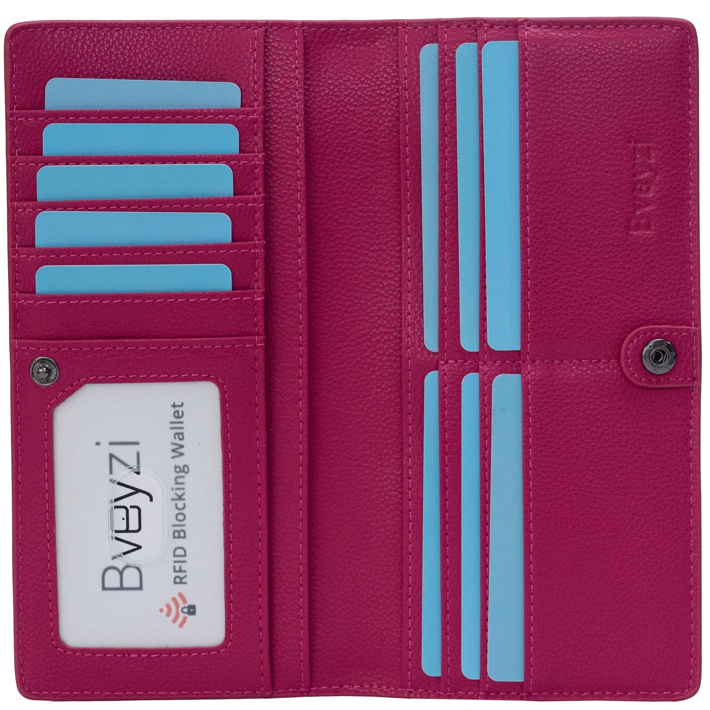 HOTBveyzi Ultra Slim Thin Leather RFID Blocking Credit Card Holder Bifold Clutch Wallets for Women