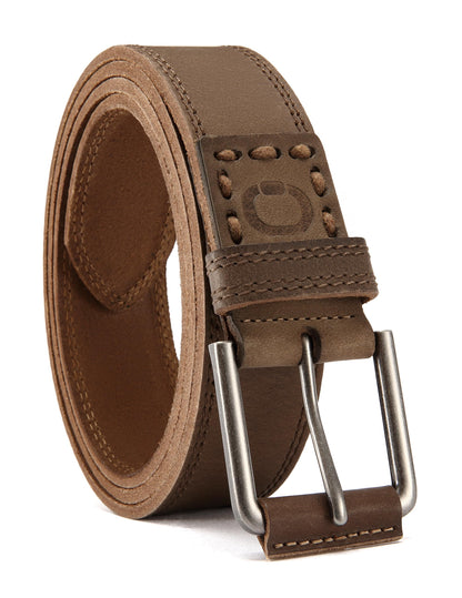 HOTCHAOREN Mens Belts Casual for Jeans - Full-Grain Leather, Durable Cowhide | Solid Buckle, Classic Style, Handmade, Daily Wear, Gift Box