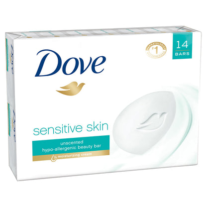 HOTDove Beauty Bar Soap Sensitive, 8 Bars for Sensitive Skin, Fragrance Free and Hypoallergenic 3.75 oz