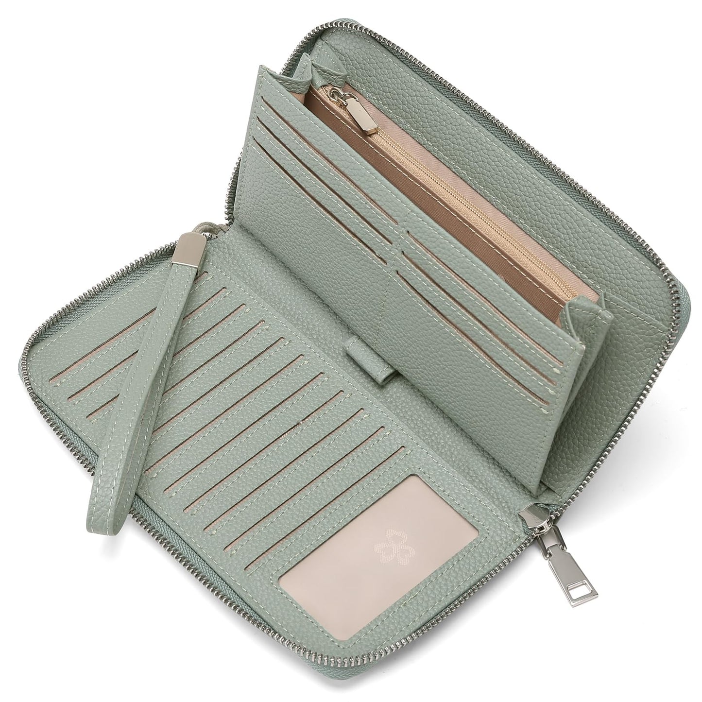 HOTGOIACII Womens Wallet RFID Blocking Leather Zip Around Wallet Large Capacity Long Purse Credit Card Clutch Wristlet