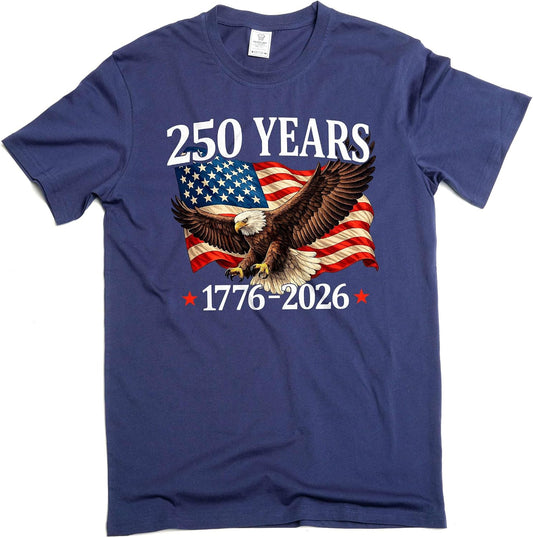 HOTSilver Lake T-shirts 250 Years US Independence Day T-Shirt 4th of July 1776-2026 Patriotic Tee