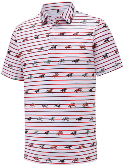 HOTtracamiy Men's Golf Polo Shirts Short Sleeve Performance Moisture Wicking Quick Dry Golf Polo Shirts for Men