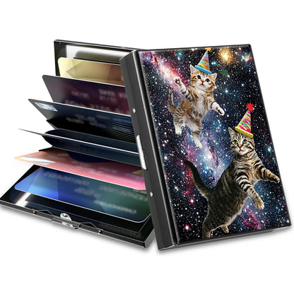 HOTCute Credit Card Holder with Zipper, Crow Skull RFID-Blocking Card Case Small Wallet for Women Men, Multi-slot Card Organizer Case Travel Accordion Wallet