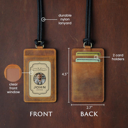 HOTHandmade Leather Card Holder Wallet, Leather Minimalist Wallet with ID Card Holder, Slim Bifold ID Wallet