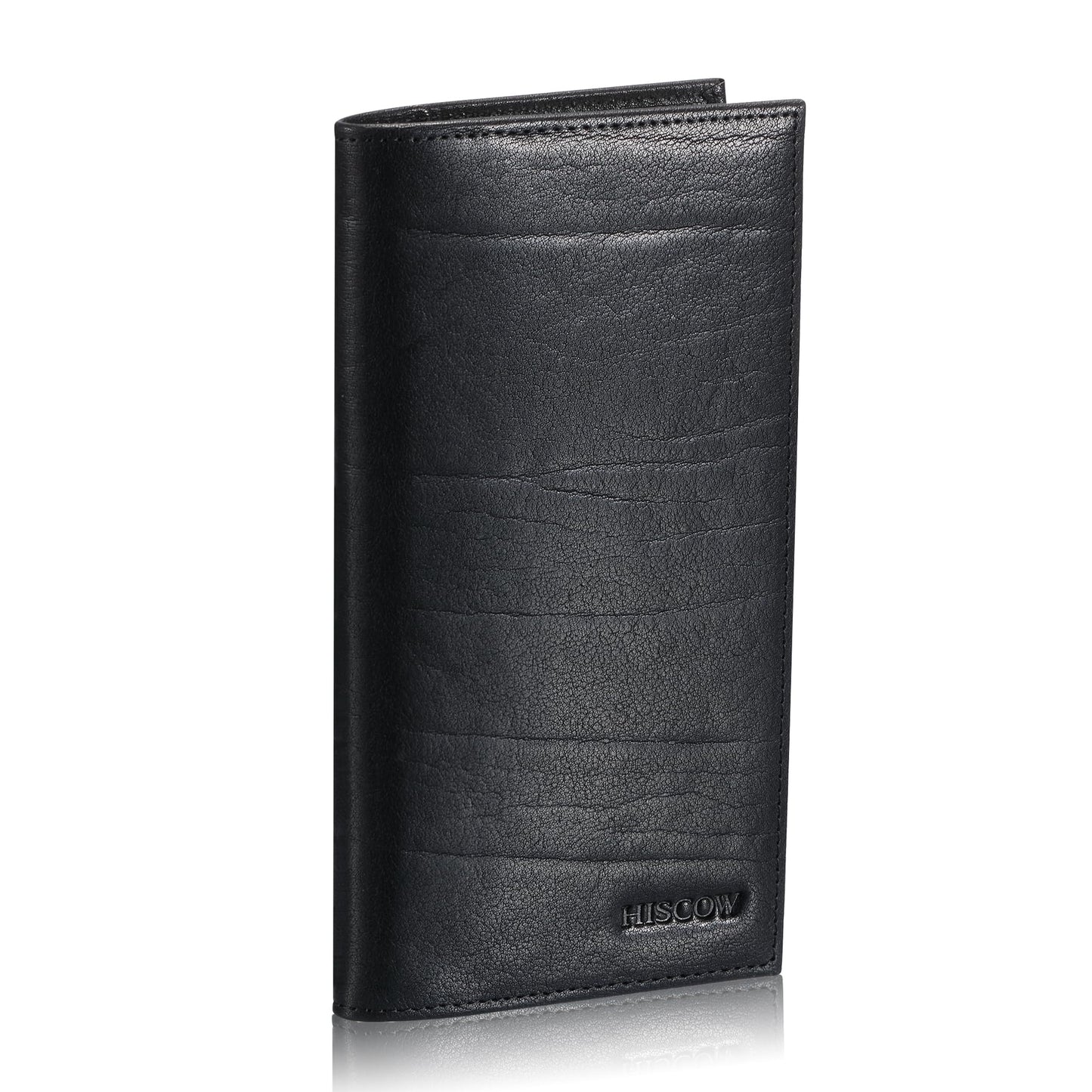 HOTHISCOW Leather Checkbook Cover with Card Slots & Pen Holder, Brown | Full grain cowhide, 5cc & ID window, personal check book & register pockets, removable duplicate divider, gifts for women men
