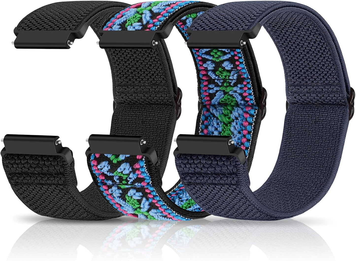 HOTCompatible with 16mm 18mm 19mm 20mm 22mm 24mm Watch Bands Quick Release Replacement Wristband,Adjustable Stretchy Nylon Solo Loop Straps Fabric Braided Sport Elastic Bands for Men Women