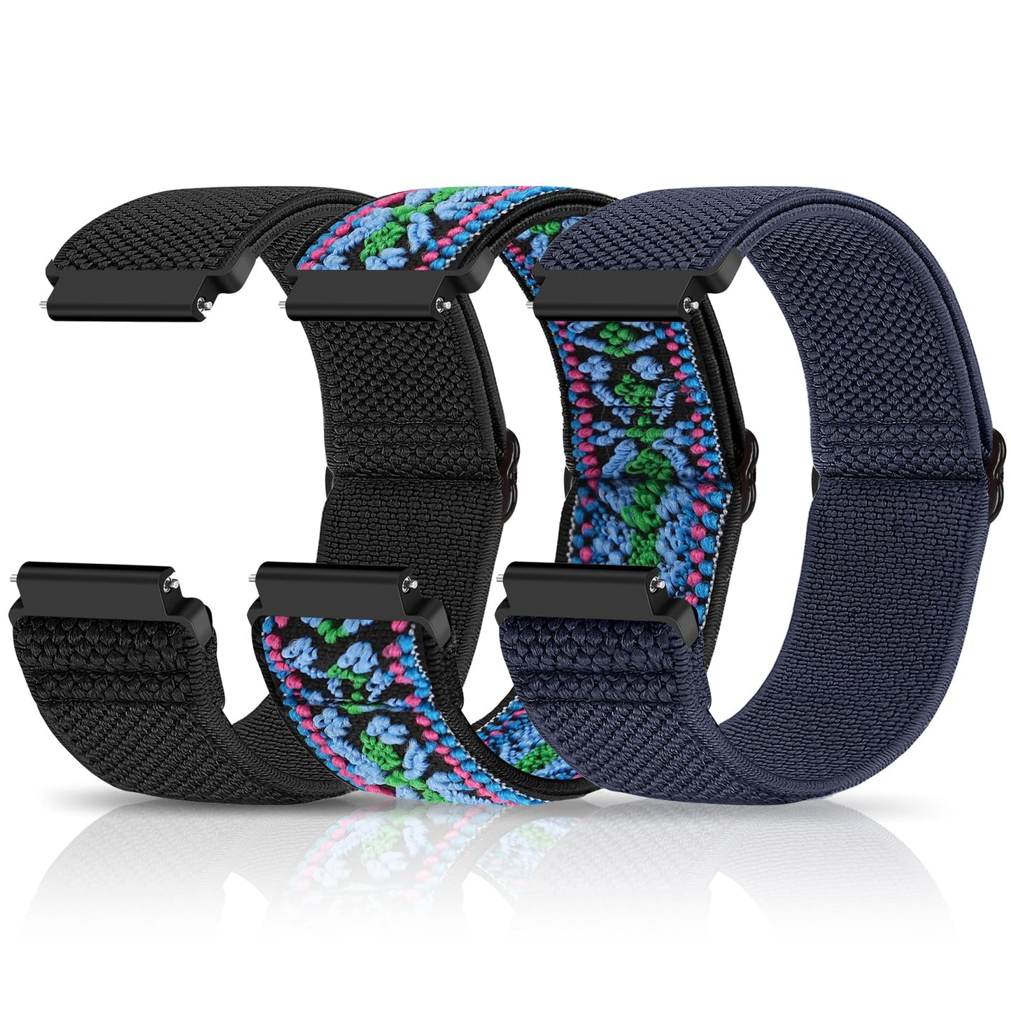 HOTCompatible with 16mm 18mm 19mm 20mm 22mm 24mm Watch Bands Quick Release Replacement Wristband,Adjustable Stretchy Nylon Solo Loop Straps Fabric Braided Sport Elastic Bands for Men Women
