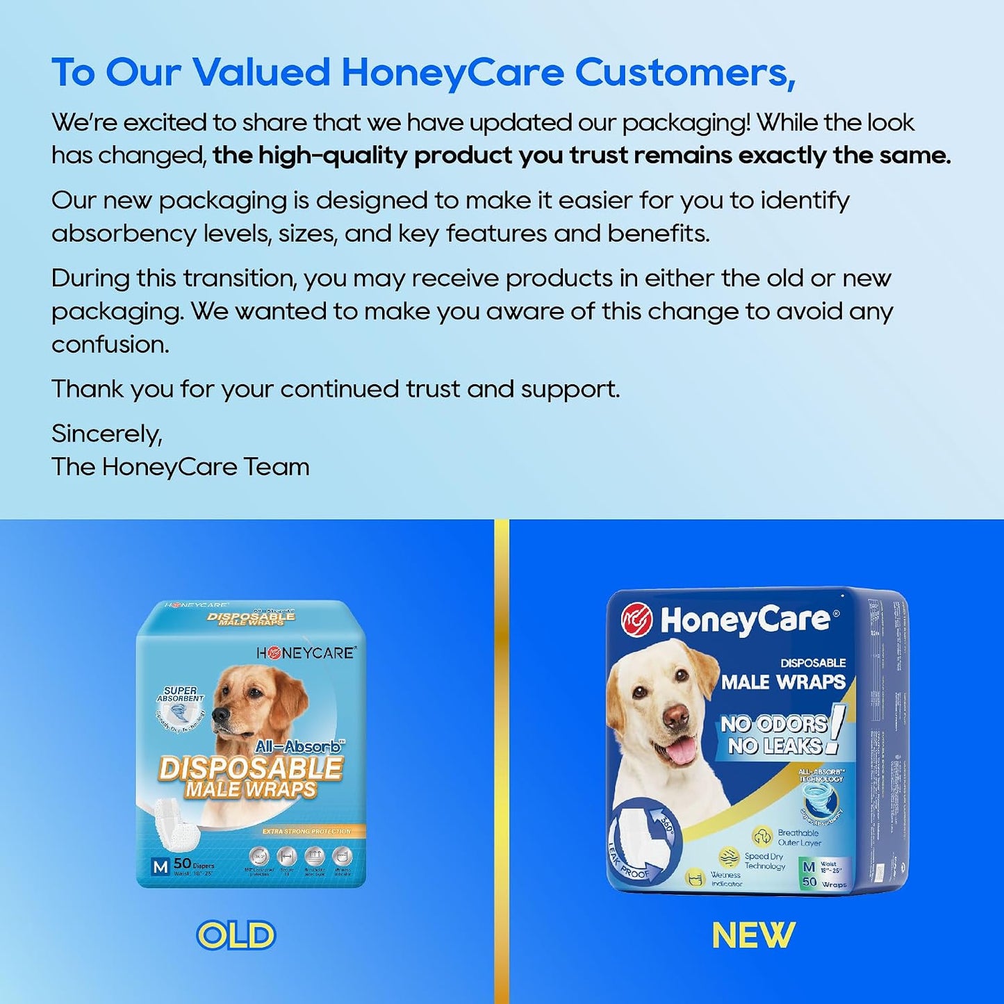 HOTHONEY CARE All-Absorb A25 Male Dog Wrap, 50 Count, Medium, White
