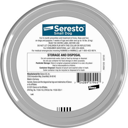 HOTSeresto Small Dog Vet-Recommended Flea & Tick Treatment & Prevention Collar for Dogs Under 18 lbs. | 8 Months Protection