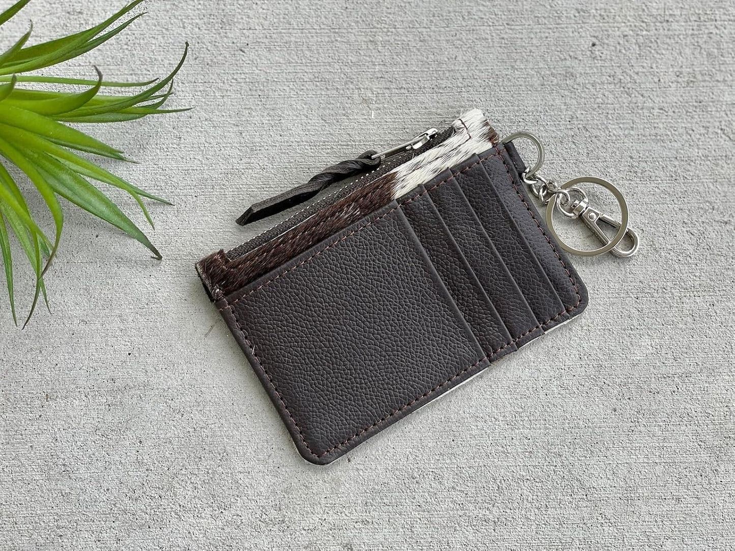HOTChic Cowhide Keychain Wallet with Credit Card Holder, Coin Purse - Ideal Gifts for Her