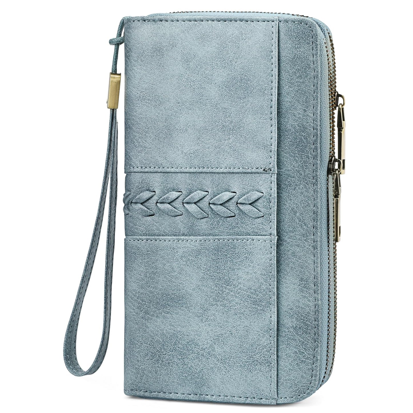 HOTFALAN MULE Wallet for Women RFID Blocking Leather Large Capacity Zip Around Ladies Card Holdr Phone Purse Wristlet
