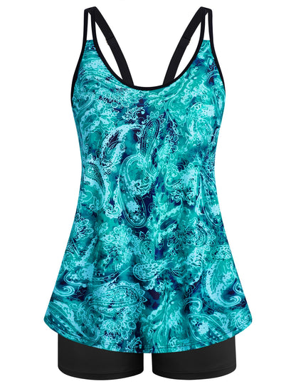 HOTArolina Tankini Swimsuits for Women Tummy Control Two Piece Bathing Suits Flowy Swim Tops with Boy Shorts