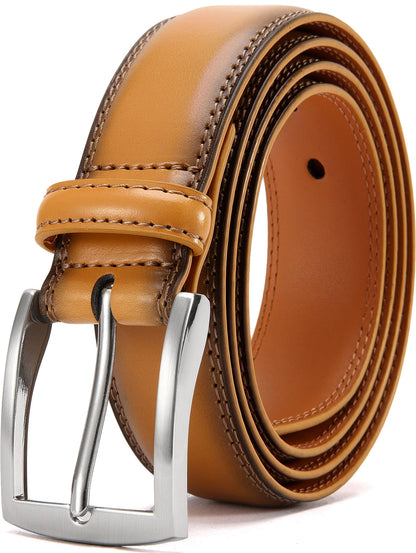 HOTDOOPAI Mens Dress Belt - Genuine Leather Dress Belts For Men,Casual Suit Jeans Belt-Single Prong Buckle black belt