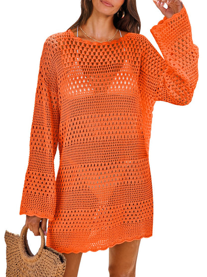 HOTANRABESS Women Swimsuit Crochet Swim Cover Up 2026 Summer Bathing Suit Swimwear Mesh Knit Beach Dress Vacation Outfits