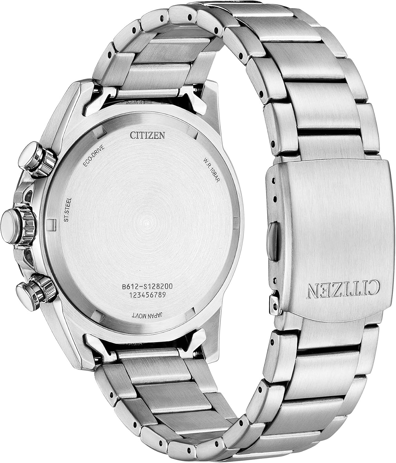 HOTCitizen Men's Sport Casual Brycen Eco-Drive Chronograph Stainless Steel Watch, 12/24 Hour Time, Date, Tachymeter, 100 Meters Water Resistant, Spherical Mineral Crystal, Weekender
