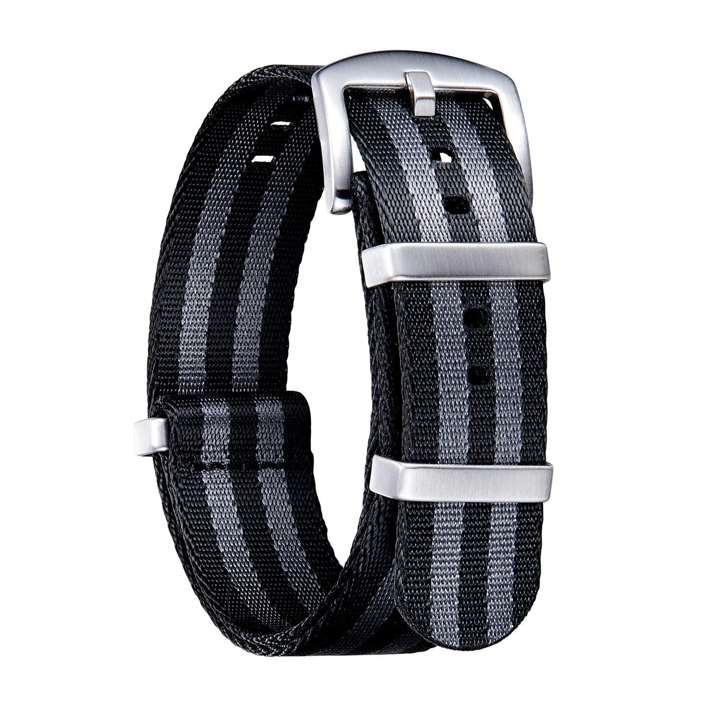 HOTBINLUN Nylon Watch Band 18mm,20mm,22mm,24mm Rugged Military Replacement Watch Straps Silver&Black Stainless Buckle Heavy-Duty Wristband For Traditional Men Women Watches