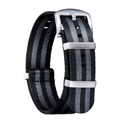 HOTBINLUN Nylon Watch Band 18mm,20mm,22mm,24mm Rugged Military Replacement Watch Straps Silver&Black Stainless Buckle Heavy-Duty Wristband For Traditional Men Women Watches