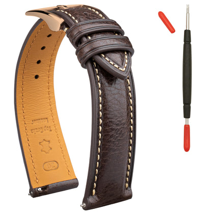 HOTItalian Leather Watch Band Tuscany Natural Vegetable-Tanned Top Grain Genuine Leather Strap,18mm 19mm 20mm 21mm 22mm XL XXL Quick Release Replacement Watch Bands for Men and Women Thick and Soft