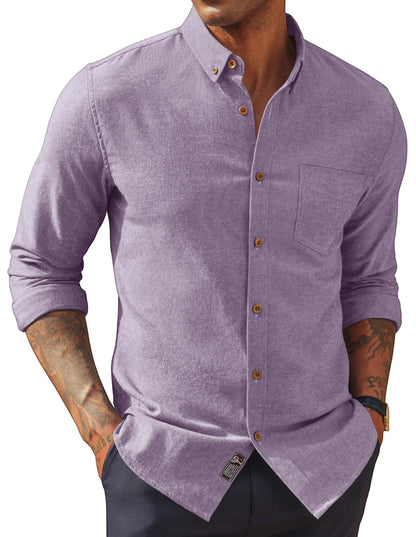 HOTPJ PAUL JONES Mens Dress Shirts Linen Button Down Business Casual Shirts | Long Sleeve, Classic Fit, Cotton Linen, Untucked Shirts for Beach Summer Wedding,Spring Fall Winter, Lightweight with Pocket