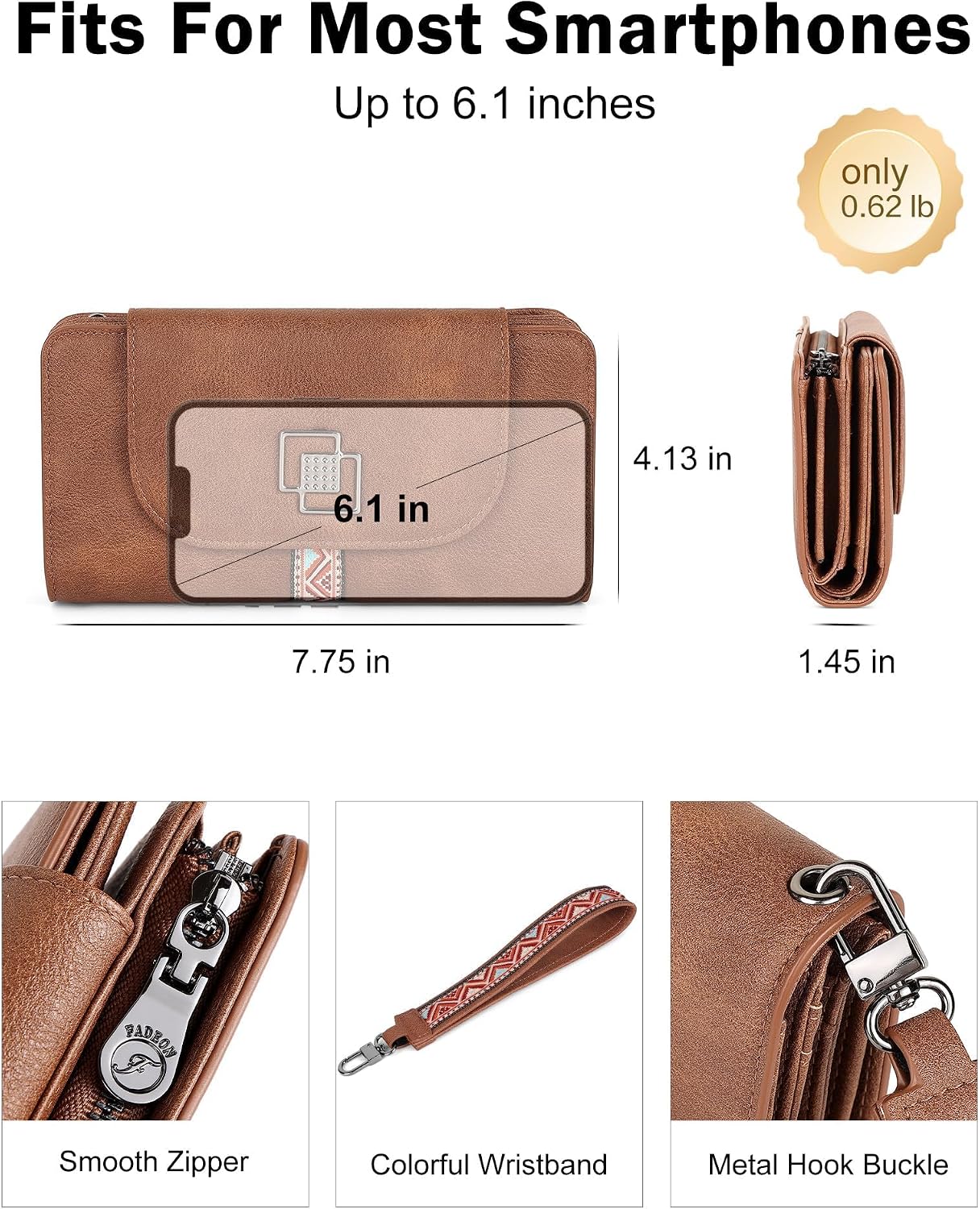 HOTFADEON Leather Wallets for Women, Designer Large RFID Blocking Trifold | Wristlet Purse with Credit Card Holder Organizer, Enough Slots to Accommodate Credit Cards, Ideal Gift for Daily, Travel