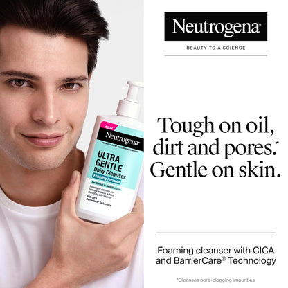 HOTNeutrogena Ultra Gentle Foaming Facial Cleanser, Fragrance Free Hydrating Face Wash for Sensitive Skin, Daily Non Over Drying Makeup Remover, Hypoallergenic, Soap & Dye Free, Non-Comedogenic, 16 Fl Oz