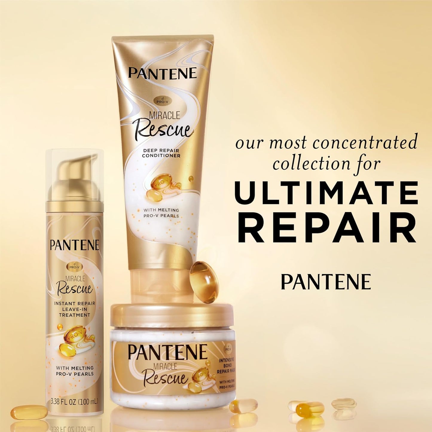 HOTPantene Miracle Rescue Hair Mask, Intensive Bond Repair with Melting Pro-V Pearls, Melts Away Damage, Builds Bonds, Strengthens Against Damage, Deep Conditioning for Dry Damaged Hair, 10.1 fl oz