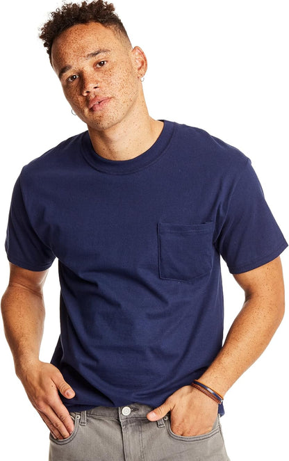 HOTHanes Men's Beefy-t Pocket, Heavyweight Cotton Pocket Tee for Men, Full-Cut T-Shirt, 1 Or 2 Pack