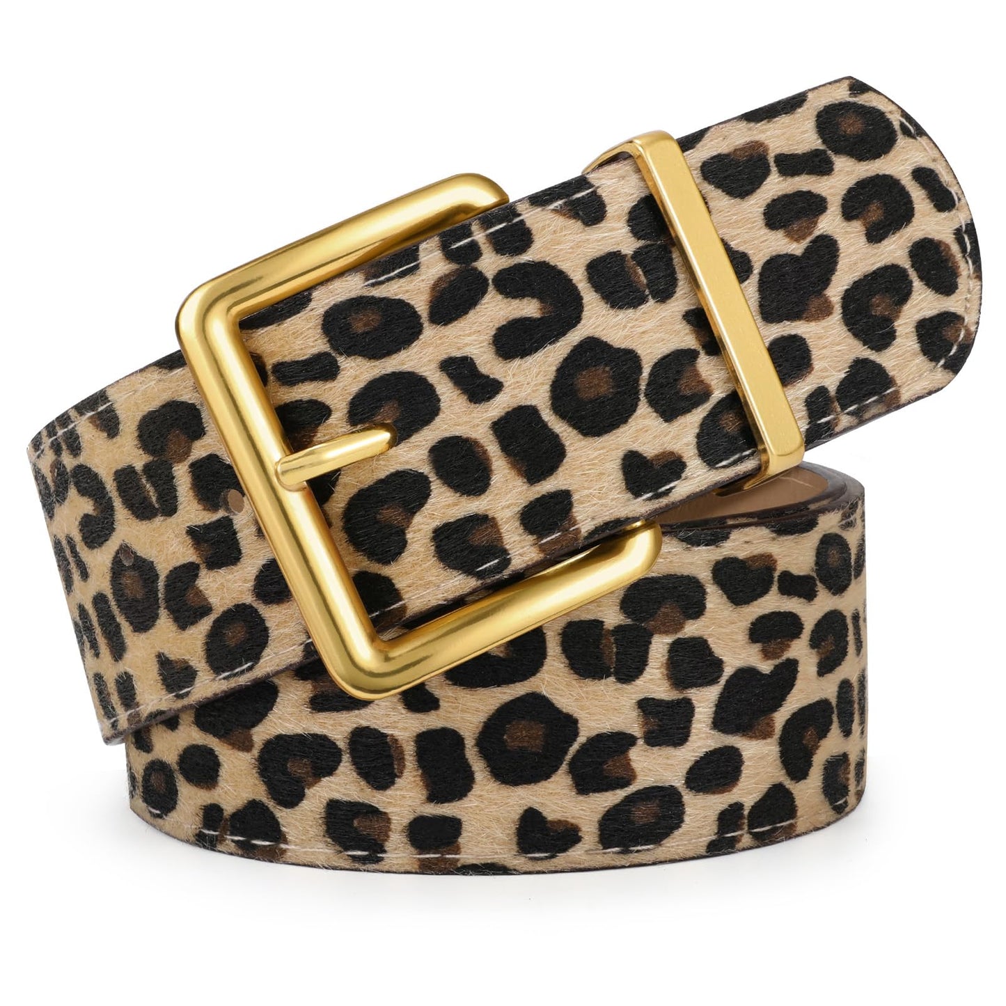 HOTXZQTIVE Women Wide Chunky Belt for Dresses Fashion Thick Suede Belt with Gold Buckle