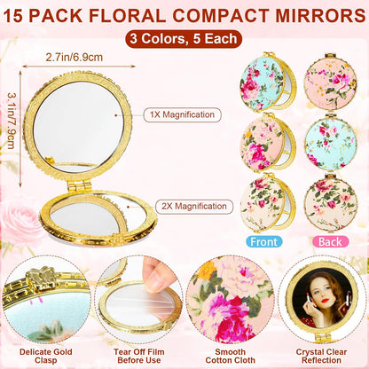 HOT30 Pcs Indian Pooja Return Gifts Bulk Floral Coin Purse Mirror,Gold Edge