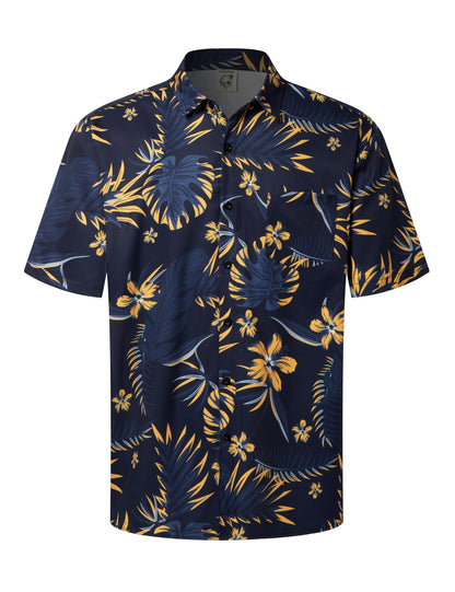 HOTHardaddy Men's Hawaiian Shirt Short Sleeves Printed Button Down Summer Beach Casual Shirts