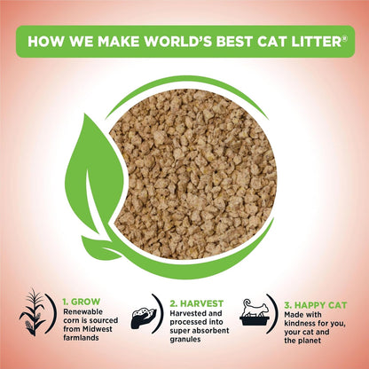 HOTWorld's Best Cat Litter, Multiple Cat, Unscented, Odor Control, 15 lb Bag | Controls tough multi-cat odors and lasts 2x longer; natural corn litter, quick clumping, flushable, 99% dust free