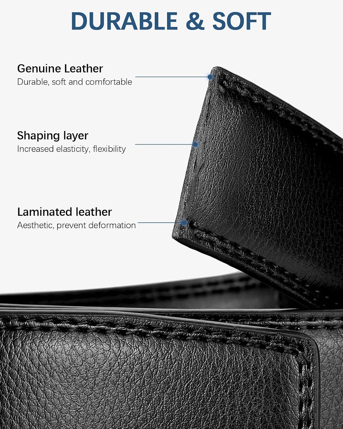 HOTBOSTANTEN Ratchet Leather Belt For Men 2 Pack Dress and Casual with Adjustable Buckle, Trim to Fit