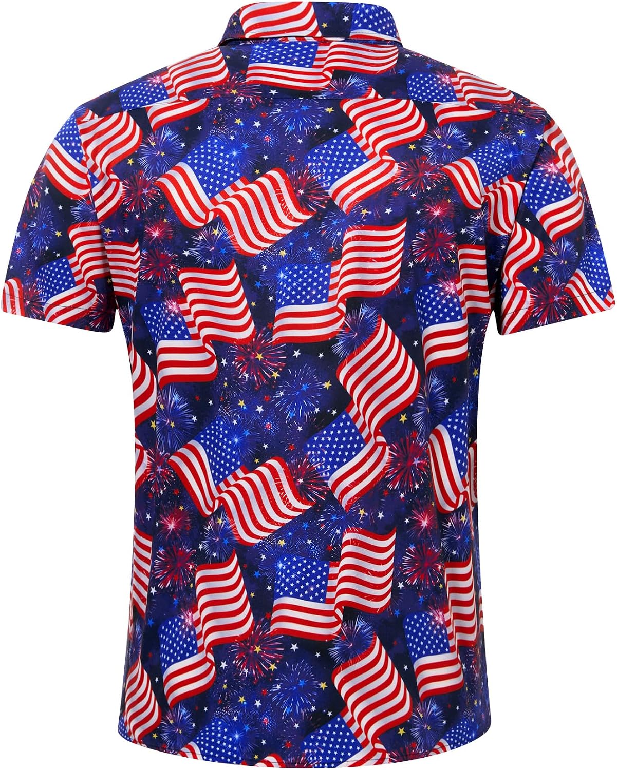 HOTuideazone Mens 4th of July American Flag Patriotic Shirt M-XXL | USA Short Sleeve Button Up Shirt for Independence Day, Memorial Days, Flag Day, 4th of July Parties, Beach Trips and Daily