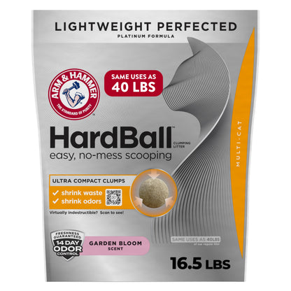 HOTARM & Hammer Hardball Clumping Cat Litter, Garden Bloom, 14.5 Lbs | Lightweight 5-in-1, 24/7 Odor Control, Easy Clean Up, Non-Clay Formula, 99.9% Dust-Free, Multi-Cat