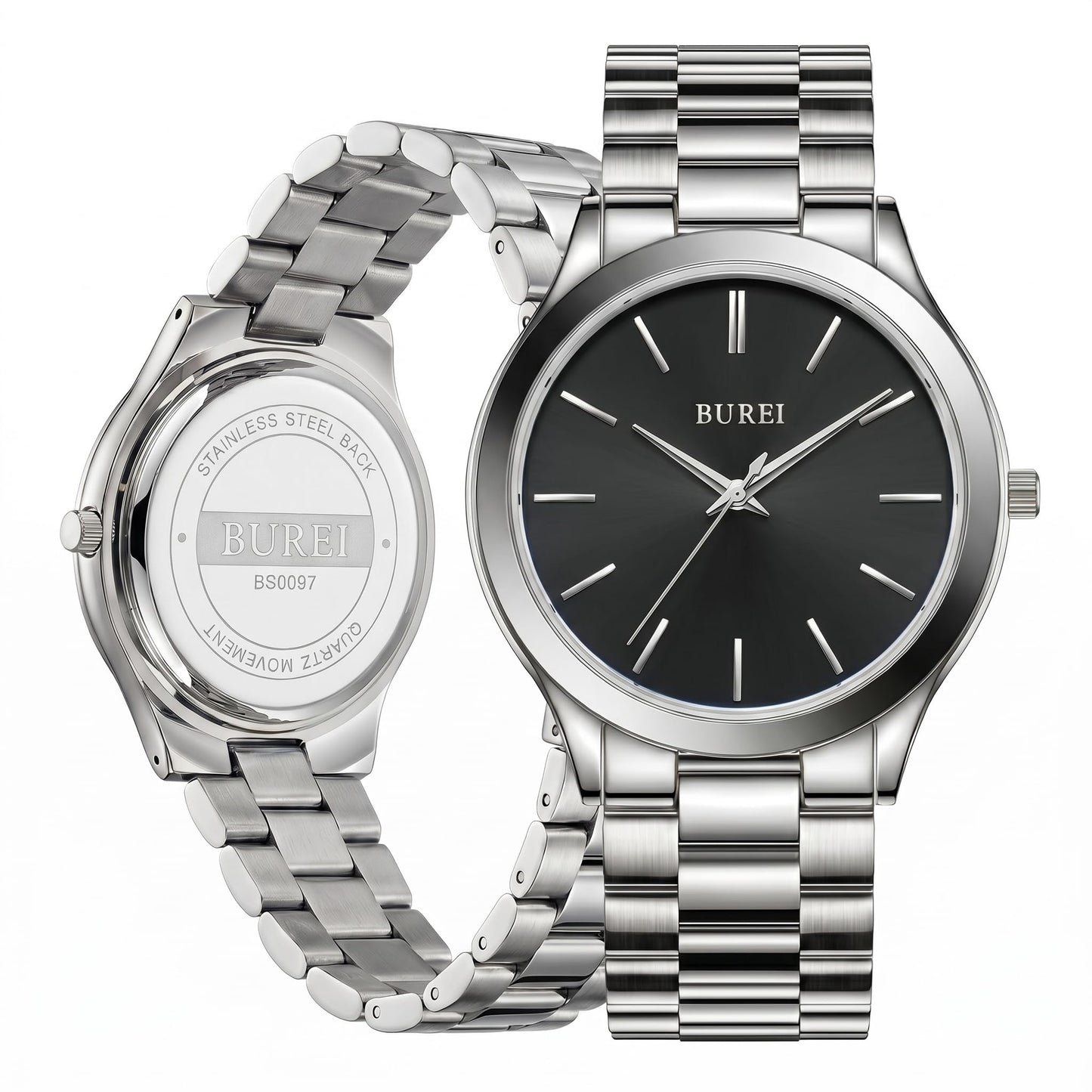 HOTBUREI Men Watches Gifts for Men Fashion Stainless Steel Analog Quartz Waterproof Watches for Mens